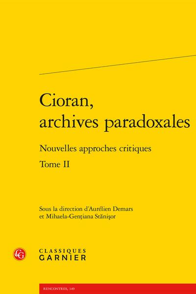 Cioran, archives paradoxales, Nouvelles approches critiques (9782812460272-front-cover)