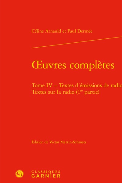 oeuvres complètes, Textes d'émissions de radio Textes sur la radio (1re partie) (9782812459597-front-cover)