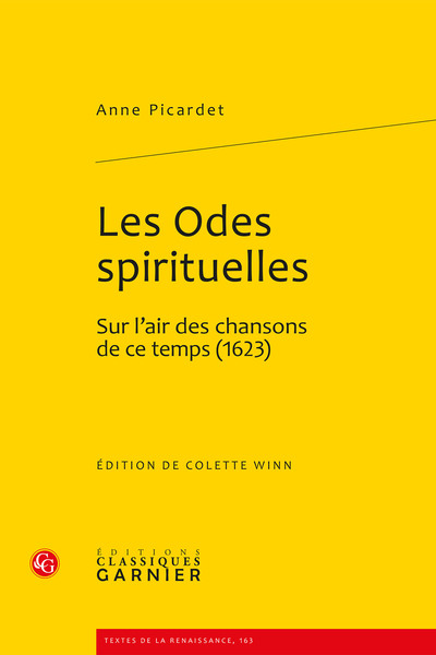 Les Odes spirituelles, Sur l'air des chansons de ce temps (1623) (9782812400803-front-cover)
