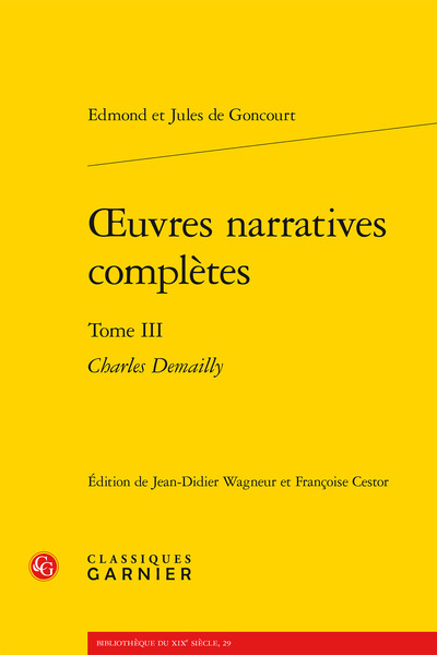 oeuvres narratives complètes, Charles Demailly (9782812420665-front-cover)