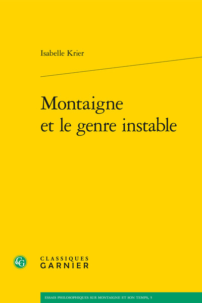Montaigne et le genre instable (9782812445811-front-cover)