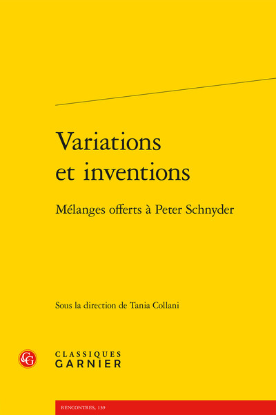 Variations et inventions, Mélanges offerts à Peter Schnyder (9782812448140-front-cover)