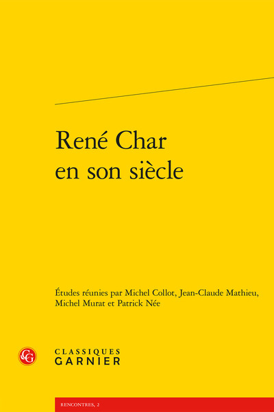 René Char en son siècle (9782812400377-front-cover)