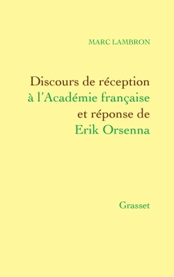 Discours de réception à l'Académie française (9782246812326-front-cover)