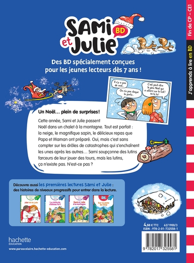 Sami et Julie BD Fin de CP-CE1 - Un Noël .... plein de surprises ! (9782017325581-back-cover)