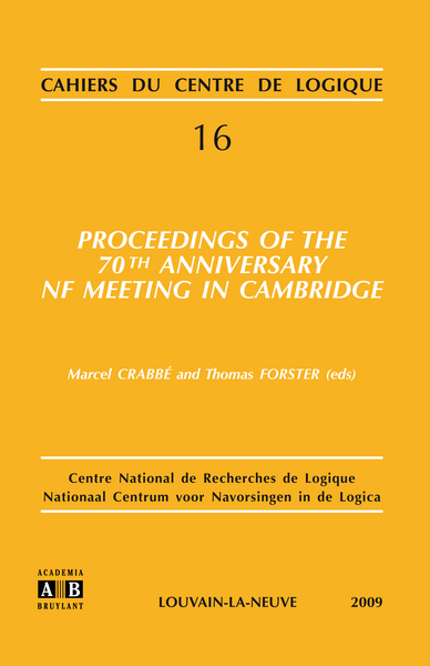 PROCEEDINGS OF THE 70TH ANNIVERSARY NF MEETING IN CAMBRIDGE (9782872099375-front-cover)