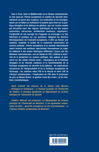 L'Union Européenne et la sécurité internationale (9782872099252-back-cover)