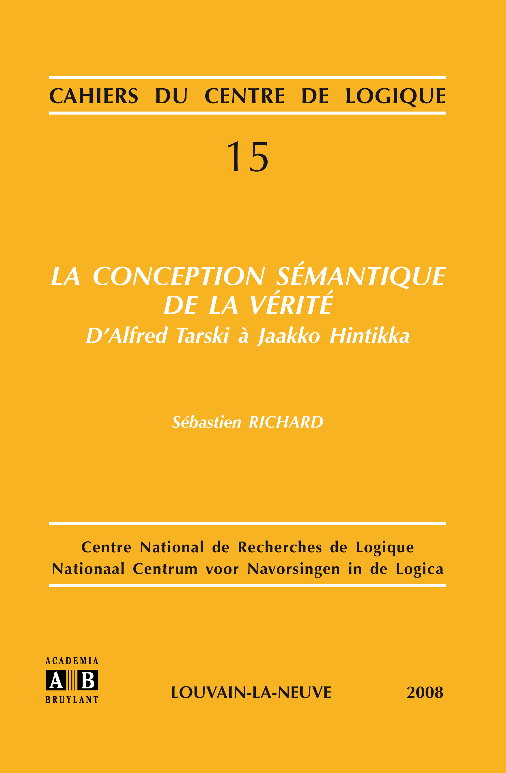 LA CONCEPTION SEMANTIQUE DE LA VERITE (9782872098996-front-cover)