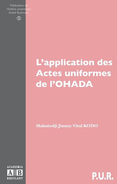 L'application des actes uniformes de l'OHADA (9782872099894-front-cover)