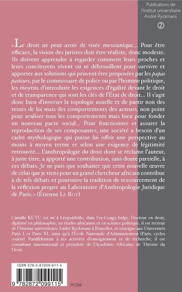 ECRITS D'ANTHROPOLOGIE JURIDIQUE ET POLITIQUE (9782872099115-back-cover)