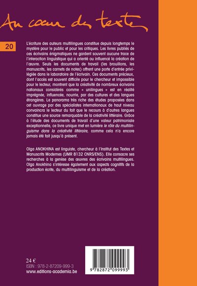 Multilinguisme et créativité littéraire (9782872099993-back-cover)