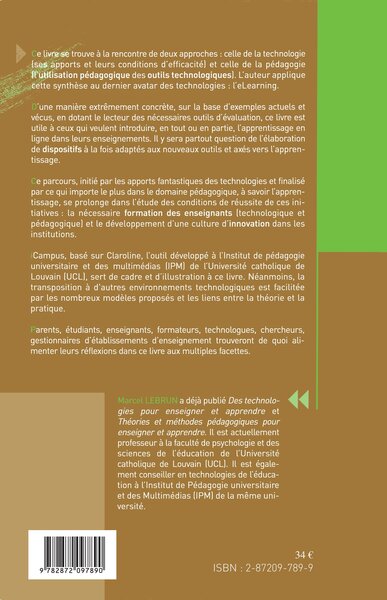 ELearning pour enseigner et apprendre (9782872097890-back-cover)