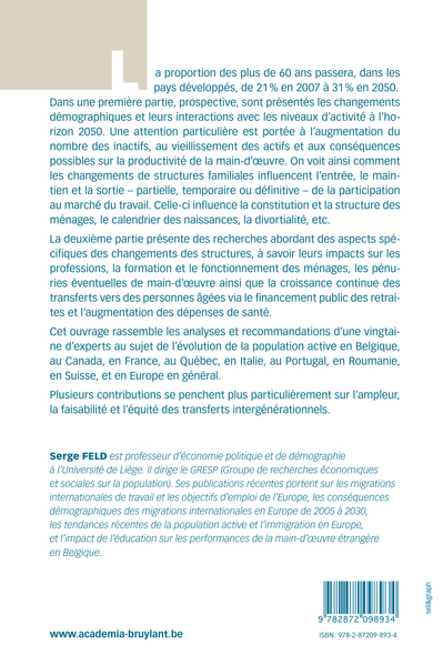 CHANGEMENTS DES STRUCTURES PAR AGE ET POPULATIONS ACTIVES (9782872098934-back-cover)