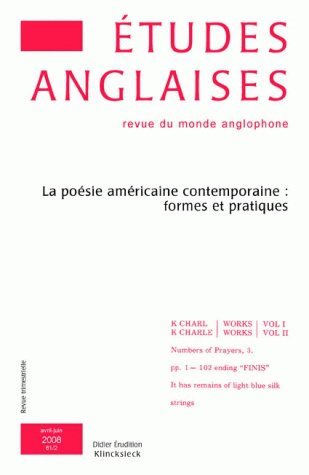 Études anglaises - N°2/2008, La poésie américaine contemporaine : formes et pratiques (9782252036464-front-cover)