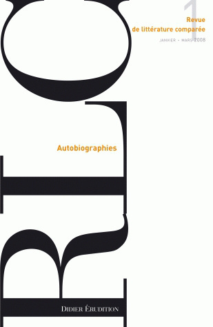 Revue de littérature comparée - N°1/2008, Autobiographies (9782252036570-front-cover)