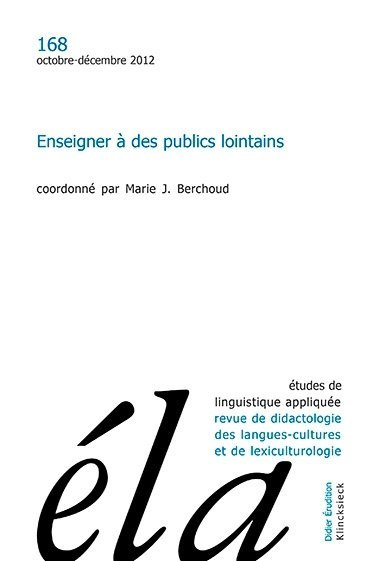 Études de linguistique appliquée n°4/2012, Enseigner à des publics lointains (9782252038550-front-cover)