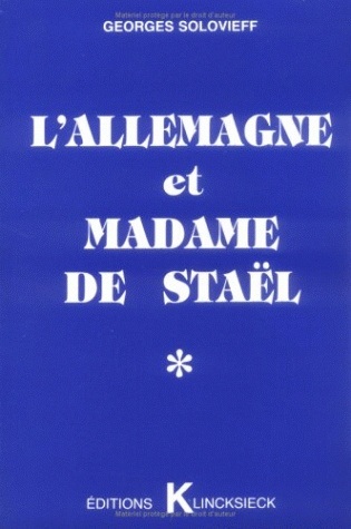 L' Allemagne et Madame de Staël, En marge d'un « évènement » (9782252027080-front-cover)