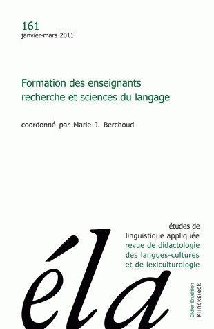 Études de linguistique appliquée - N°1/2011, Formation des enseignants, recherche et sciences du langage (9782252038130-front-cover)