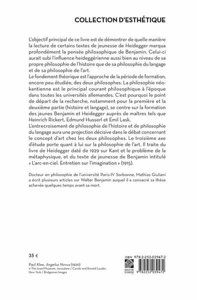Histoire, langage et art chez Walter Benjamin et Martin Heidegger (9782252039472-back-cover)