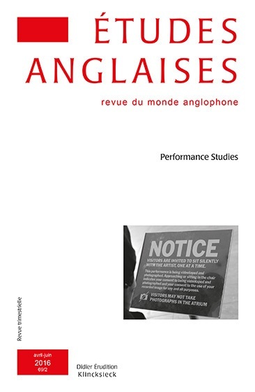 Études anglaises - N°2/2016, Performance studies (9782252040041-front-cover)