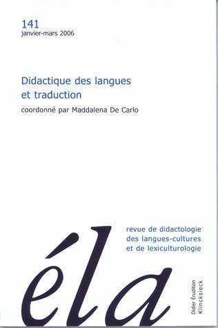 Études de linguistique appliquée -  N°1/2006, Didactique des langues et traduction (9782252035467-front-cover)