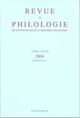 Revue de philologie, de littérature et d'histoire anciennes volume 78, Fascicule 1 (9782252035214-front-cover)