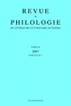 Revue de philologie, de littérature et d'histoire anciennes volume 81, fascicule 1 (9782252036723-front-cover)