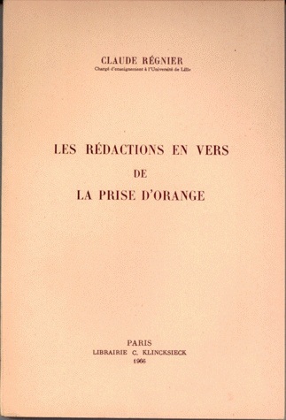 Les Rédactions en vers de La Prise d'Orange (9782252001875-front-cover)