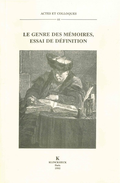Le Genre des mémoires, Essai de définition (9782252030042-front-cover)
