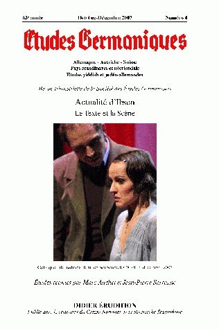 Études germaniques - N°4/2007, Actualité d'Ibsen. Le Texte et la Scène. (9782252036143-front-cover)