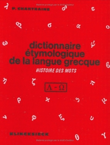 Dict.etymologique langue grecque/3-4 1vol (9782252024720-front-cover)