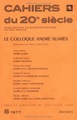 Le Colloque André Suarès (9782252019825-front-cover)