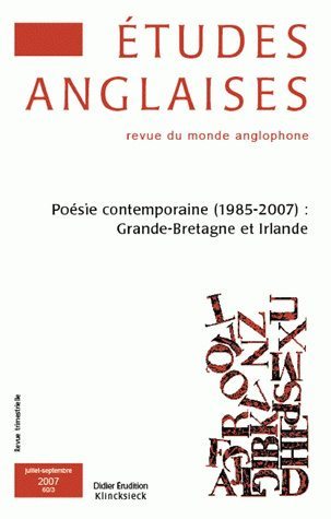 Études Anglaises - N°3/2007, Poésie contemporaine (1985-2007) : Grande-Bretagne et Irlande (9782252036051-front-cover)