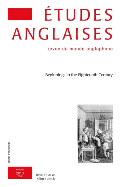 Études anglaises - N°2/2013, Beginnings in the Eighteenth Century (9782252038895-front-cover)