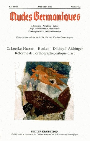 Études germaniques -  N°2/2006, Réforme de l'orthographe, critique d'art (9782252035511-front-cover)