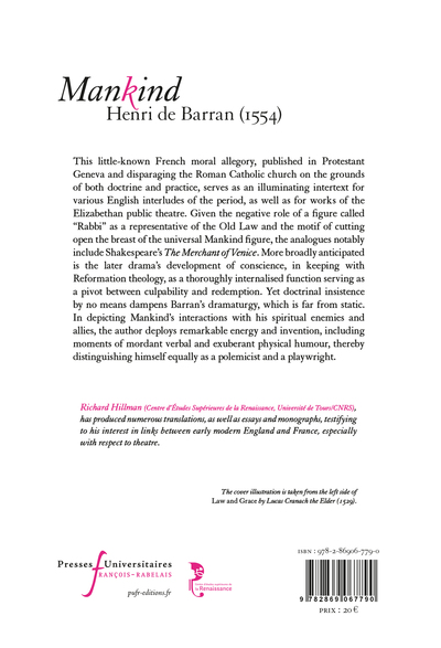 Mankind, Justified by Faith: Tragicomedy, Henri de Barran (1554) (9782869067790-back-cover)