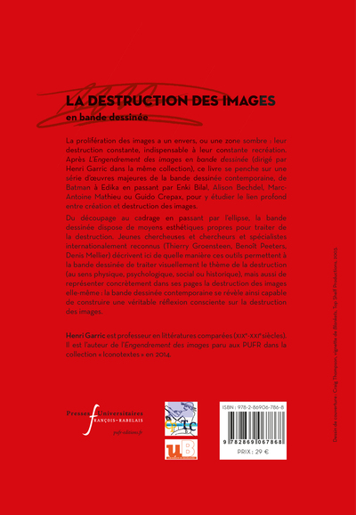 La destruction des images en bande dessinée, En bande dessinée (9782869067868-back-cover)