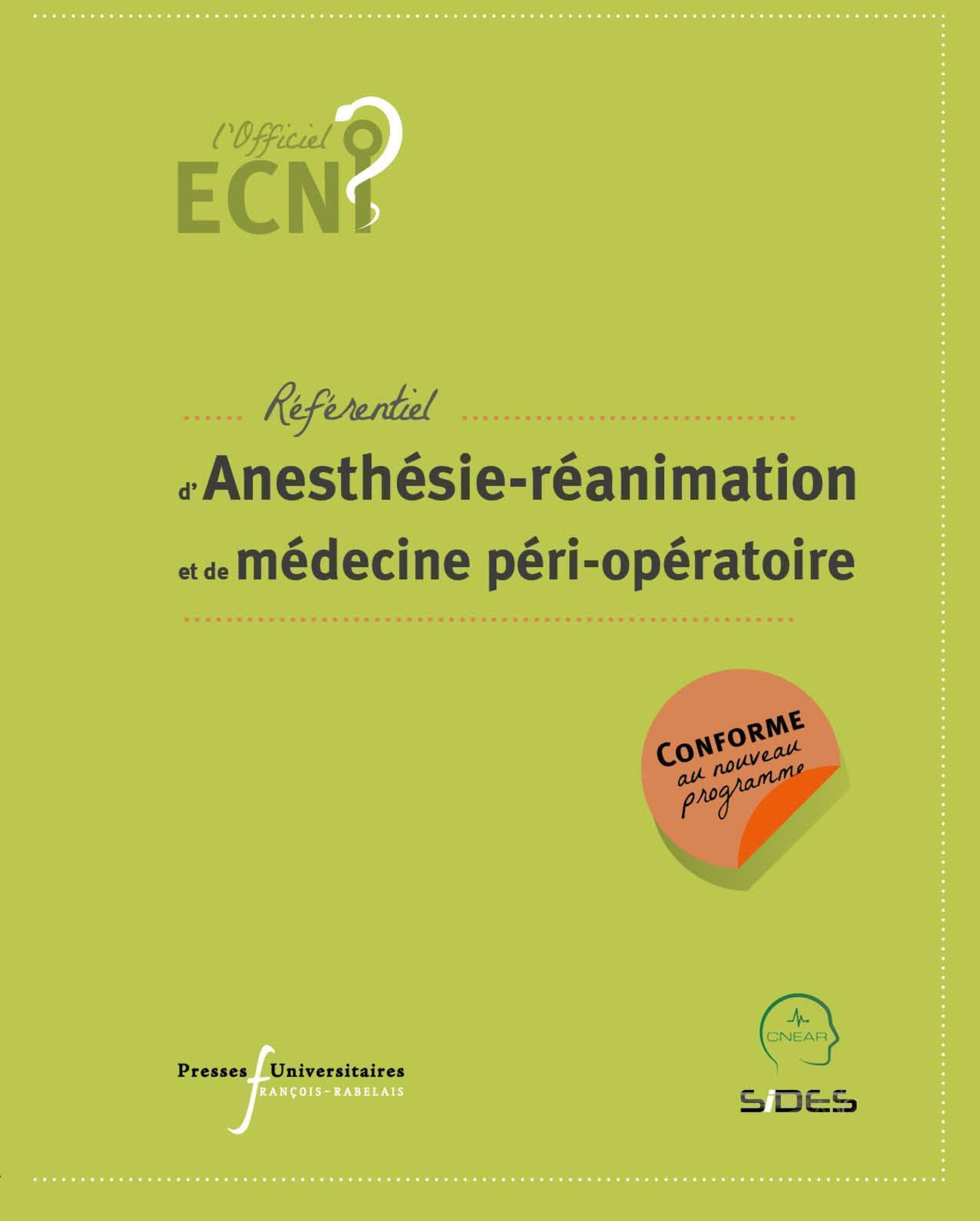 ECN référentiel d'Anesthésie-réanimation et de médecine péri-opératoire, Conforme au nouveau programme (9782869067561-front-cover)