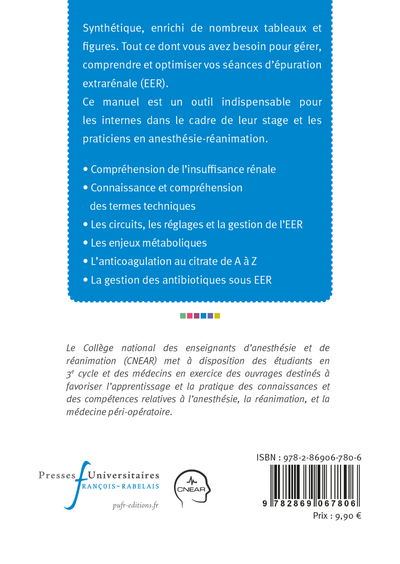 Manuel d'épuration extrarénale en réanimation (9782869067806-back-cover)