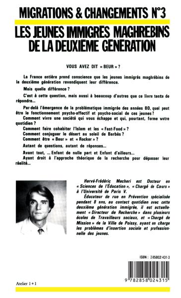 Les jeunes immigrés maghrébins de la deuxième génération et/ou la quête de l'identité (9782858024315-back-cover)