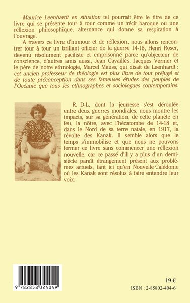 A fleur de terre, M. Leenhardt en Nouvelle Calédonie (9782858024049-back-cover)