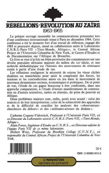Rébellions et Révolutions au Zaïre (1963-1965), Tome 2 (9782858028139-back-cover)