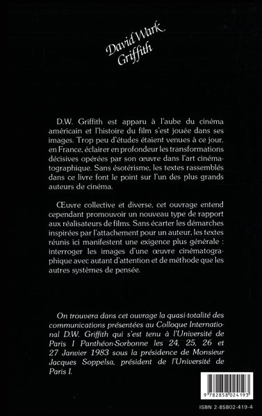 David Wark Griffith (9782858024193-back-cover)