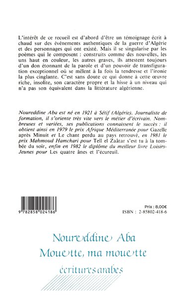 Mouette ma mouette pour que rien ne s'oublie (poèmes) (9782858024186-back-cover)