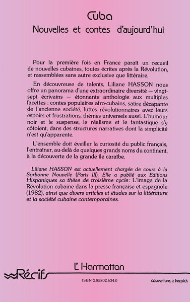 Cuba, nouvelles et contes d'aujourd'hui (9782858026340-back-cover)