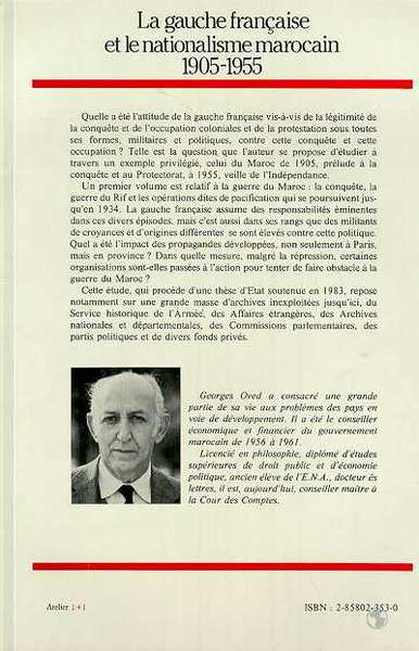 La gauche française et le nationalisme marocain : 1905-1955, 2 Tomes (9782858023530-back-cover)