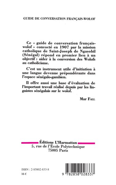 Guide de conversation français-wolof (9782858028337-back-cover)