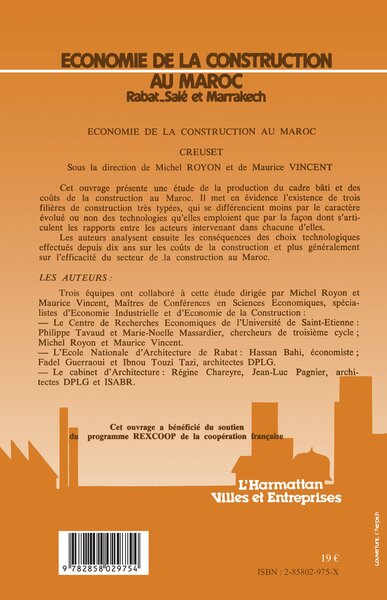 Economie de la construction au Maroc (9782858029754-back-cover)