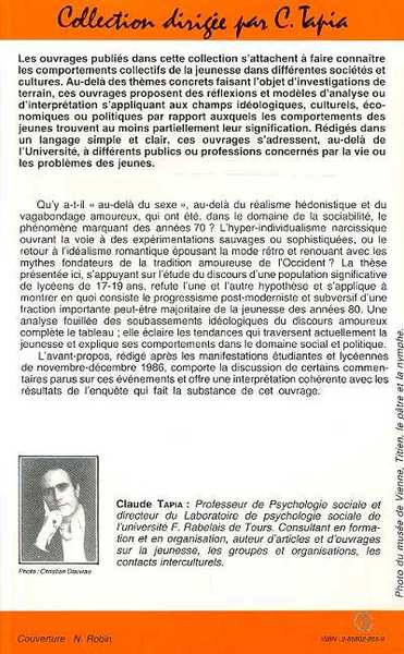 Jeunesse 86, Au-delà du sexe - Psychosociologie de la vie affective (9782858028559-back-cover)