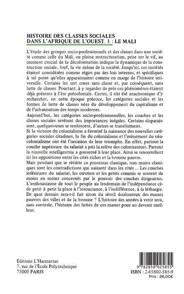 Histoire des classes sociales dans l'Afrique de l'Ouest, Tome 1 : Le Mali (9782858025855-back-cover)
